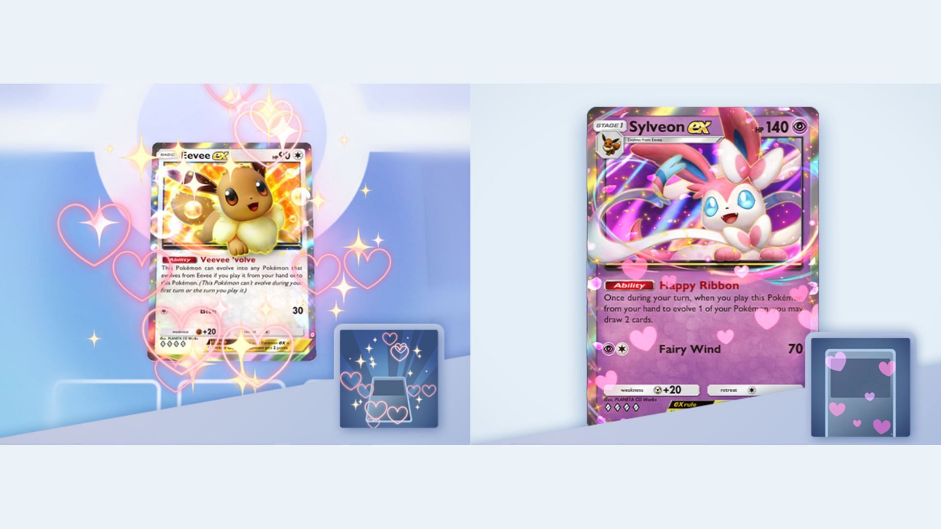 Eevee ex Heart Outlines and Sylveon ex Small Hearts Flair (Image via The Pokemon Company)